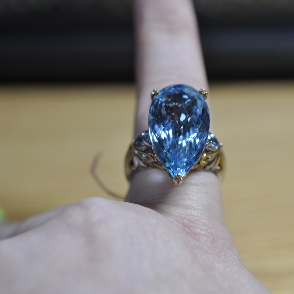 Vintage Classic .925 Sterling Silver Aqua Marine...